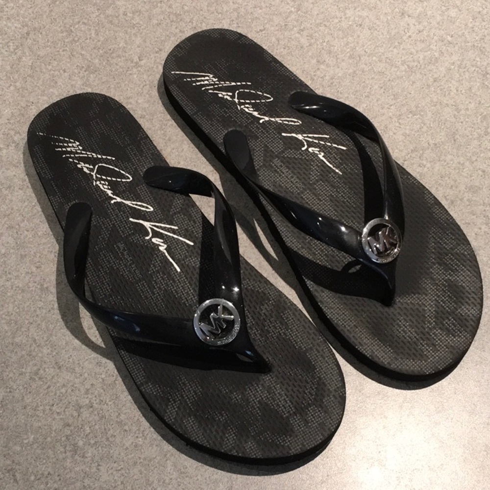 Michael Kors Black Jelly Flip Flop Sandals